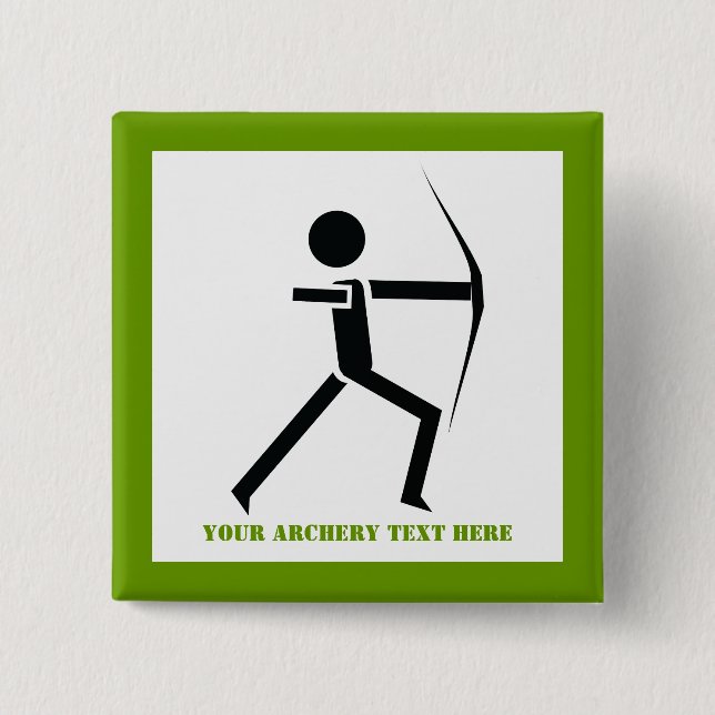 Bóton Quadrado 5.08cm Archer com seu arco preto, arquivista verde person (Frente)