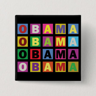 Bóton Quadrado 5.08cm Arco-íris colorido de Barack Obama