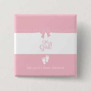 Bóton Quadrado 5.08cm Arcos Rosa E Pés Pequenos Personalizados