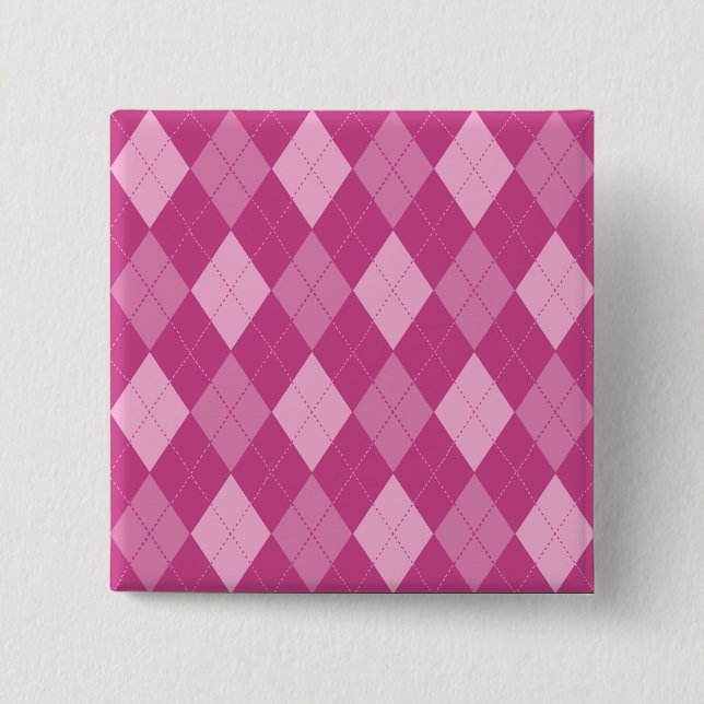 Bóton Quadrado 5.08cm Argyll Rosa (Frente)