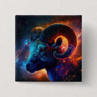 Bóton Quadrado 5.08cm Aries Botão quadrado de Sinal de Estrela Zodiac