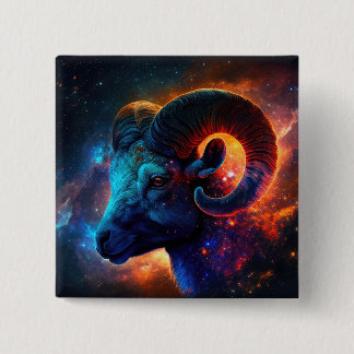 Bóton Quadrado 5.08cm Aries Botão quadrado de Sinal de Estrela Zodiac