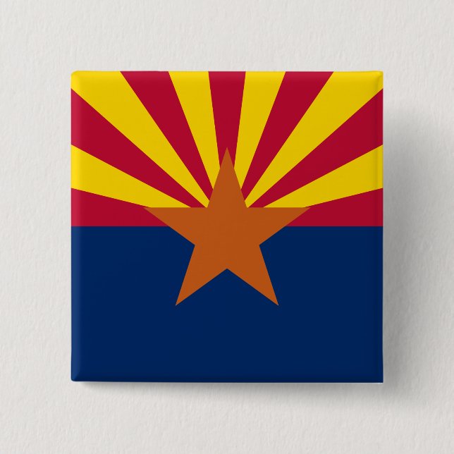 Bóton Quadrado 5.08cm Arizona Flag, American The Copper State (Frente)