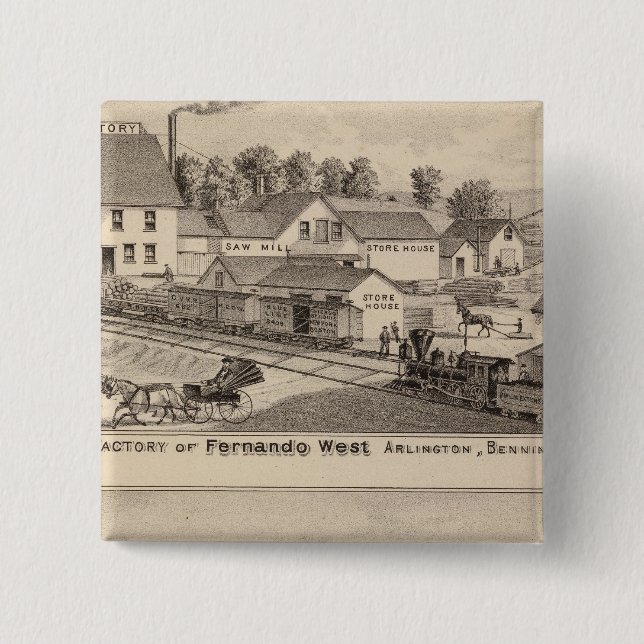 Bóton Quadrado 5.08cm Arlington Vermont (Frente)