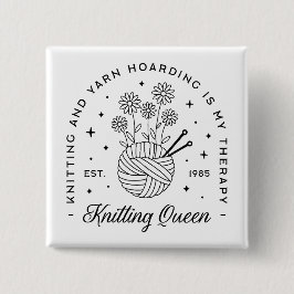 Bóton Quadrado 5.08cm Armador de fios engraçados da rainha do tricô