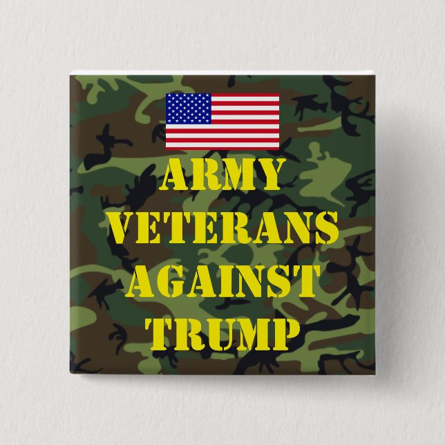 Bóton Quadrado 5.08cm Army Veterans Against Trump Button (Frente)