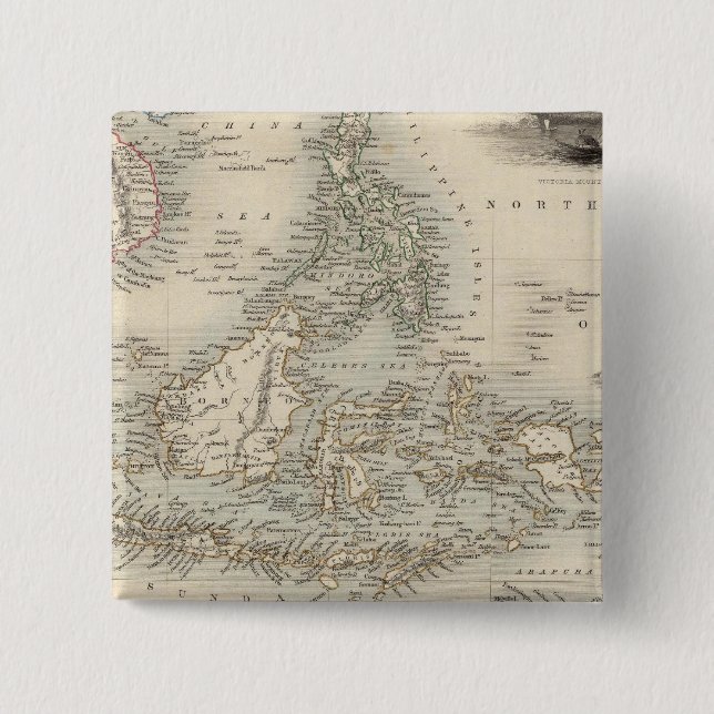 Bóton Quadrado 5.08cm Arquipélago de Malay ou Ilhas da Índia Oriental (Frente)