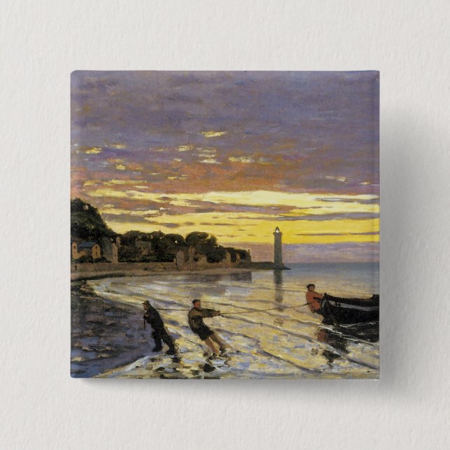 Bóton Quadrado 5.08cm Arrumando um Barco, Honfleur (Frente)