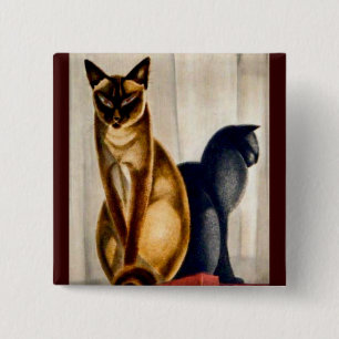 Bóton Quadrado 5.08cm Art Deco Cats