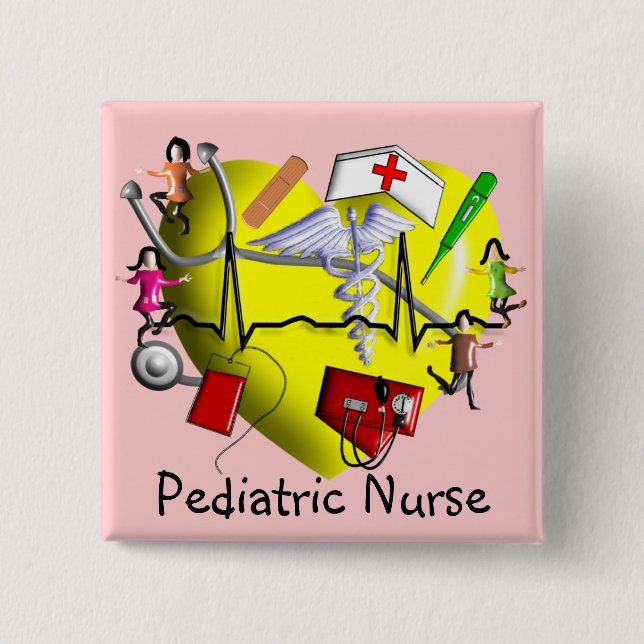 Bóton Quadrado 5.08cm Arte 3D gráfica Presente-Adorável da enfermeira de (Frente)