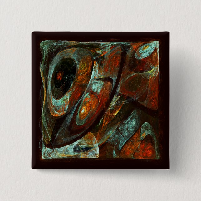 Bóton Quadrado 5.08cm Arte abstrata de divisão de tempo (Frente)