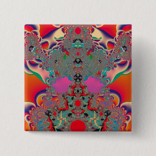 Bóton Quadrado 5.08cm Arte Abstrata Meditação Vermelha