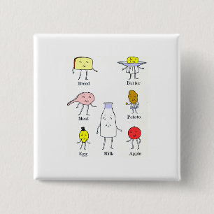 Bóton Quadrado 5.08cm Arte da Cozinha do Comida Vintage Favorita