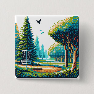 Bóton Quadrado 5.08cm Arte de Pixel de Golf de Disco