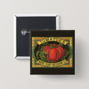 Bóton Quadrado 5.08cm Arte de rótulo de caixa de frutas vintage, tomates