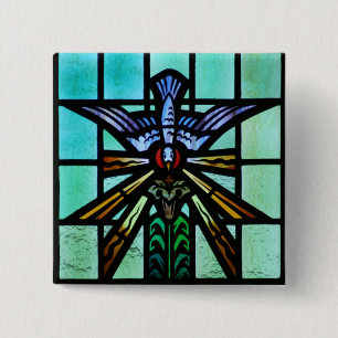 Bóton Quadrado 5.08cm Arte do vitral do Espírito Santo