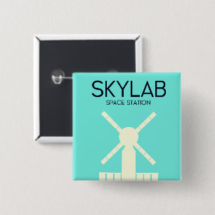 Bóton Quadrado 5.08cm Arte Espacial da Estação Espacial Skylab