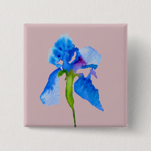 Bóton Quadrado 5.08cm Arte floral floral moderna Iris