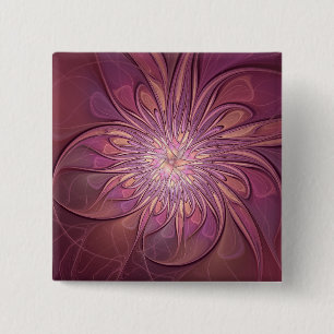Bóton Quadrado 5.08cm Arte floral fractal moderna abstrata cores de baga