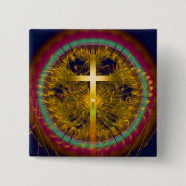 Bóton Quadrado 5.08cm Arte fractal cruzada composição redonda