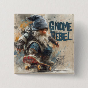 Bóton Quadrado 5.08cm Arte gráfica de skateboarding do Gnome Rebel