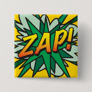 Bóton Quadrado 5.08cm Arte Pop de Quadrinhos Divertidos e Retrô ZAP