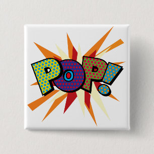 Bóton Quadrado 5.08cm Arte Pop de Quadrinhos POP