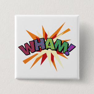 Bóton Quadrado 5.08cm Arte Pop de Quadrinhos WHAM!