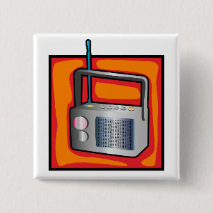 Bóton Quadrado 5.08cm Arte Pop Retro dos Anos 80 Rádio Vibrante Vintage