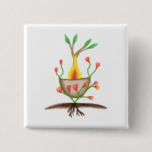 Bóton Quadrado 5.08cm Arte Vegetal Infantil