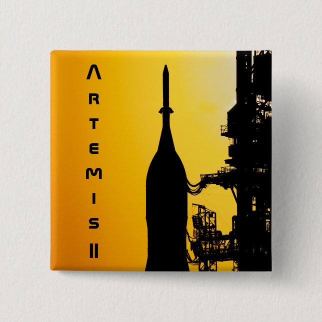 Bóton Quadrado 5.08cm Artemis II to Launch Pad (Frente)