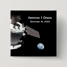 Bóton Quadrado 5.08cm Artemis Orion Spacecraft Blue Marble