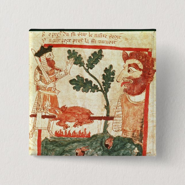 Bóton Quadrado 5.08cm Arthur encontra o gigante que roasting um porco em (Frente)