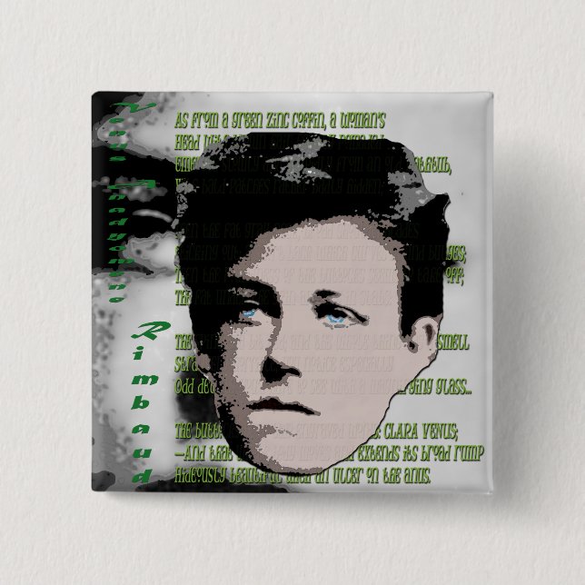 Bóton Quadrado 5.08cm Arthur Rimbaud (Frente)
