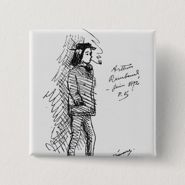 Bóton Quadrado 5.08cm Arthur Rimbaud junho de 1872 (Frente)