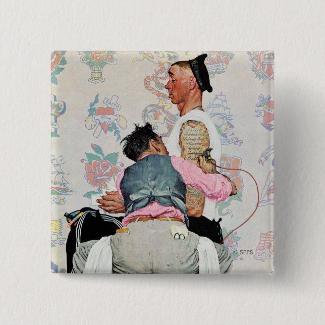 Bóton Quadrado 5.08cm Artista do tatuagem (Frente)