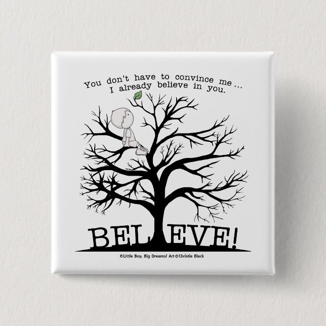 Bóton Quadrado 5.08cm Árvore Blooming (Frente)