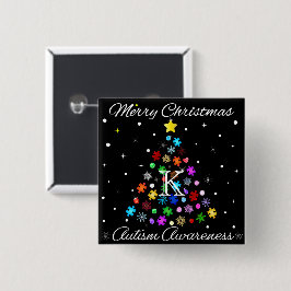 Bóton Quadrado 5.08cm Árvore de Natal Autism Snowflake
