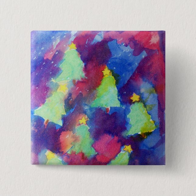 Bóton Quadrado 5.08cm Árvore de Natal, Botão (Frente)