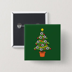 Bóton Quadrado 5.08cm Árvore de Natal de Futebol
