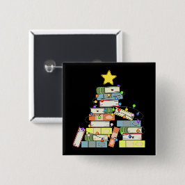 Bóton Quadrado 5.08cm Árvore de Natal I