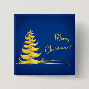 Bóton Quadrado 5.08cm Árvore de Natal, ouro