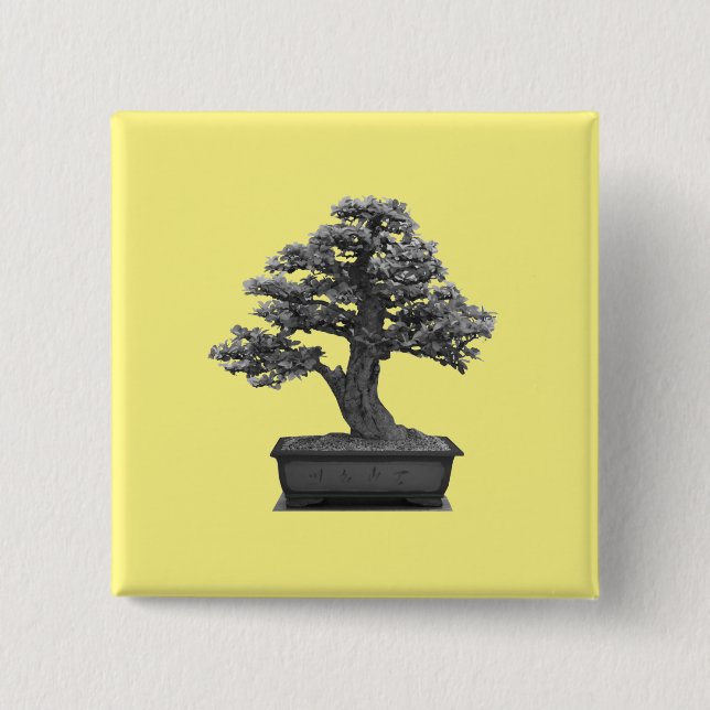Bóton Quadrado 5.08cm árvore do bonsai (Frente)