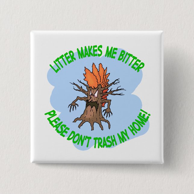 Bóton Quadrado 5.08cm árvore irritada (Frente)