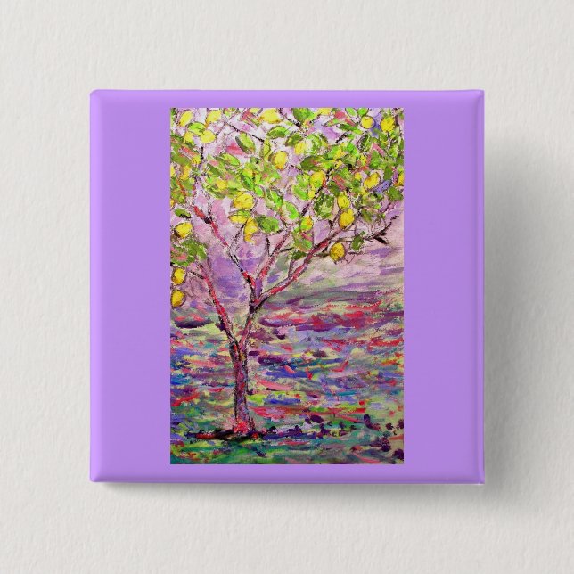 Bóton Quadrado 5.08cm árvore limão (Frente)