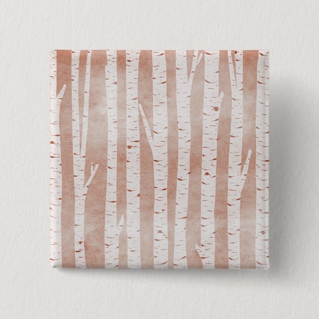 Bóton Quadrado 5.08cm Árvores de Aves Ilustradas (Frente)