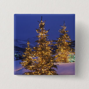 Bóton Quadrado 5.08cm Árvores de Natal, Park City, montanhas de Wastch,