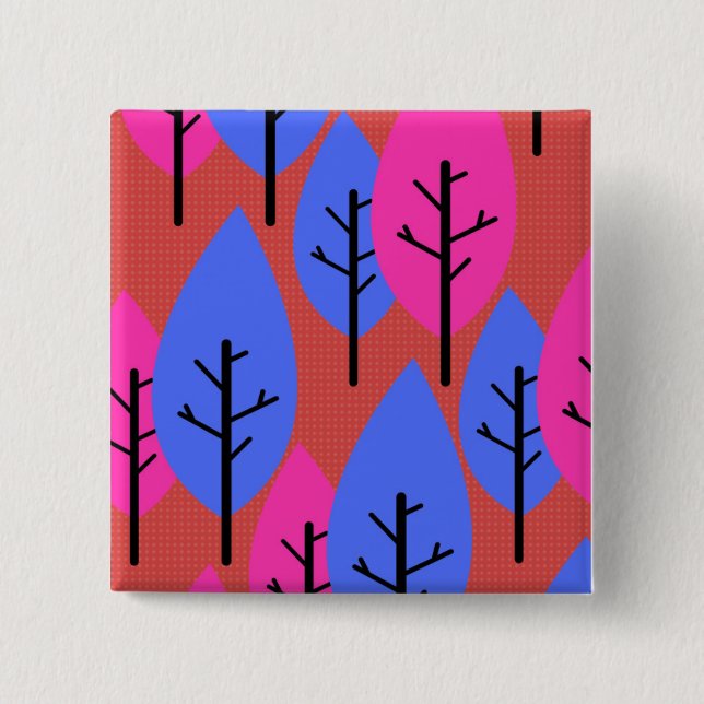 Bóton Quadrado 5.08cm Árvores estilizadas (Frente)