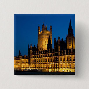 Bóton Quadrado 5.08cm As Casas do Parlamento à noite na cidade de