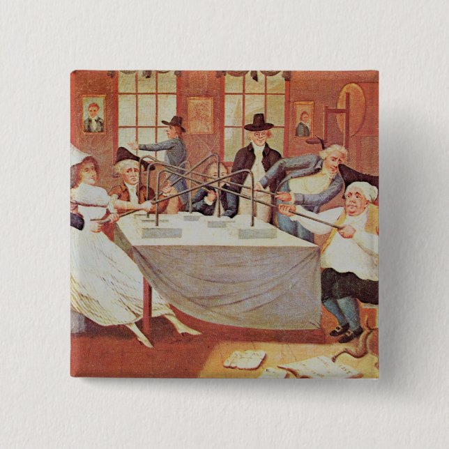 Bóton Quadrado 5.08cm As experiências de Benjamin Franklin com (Frente)